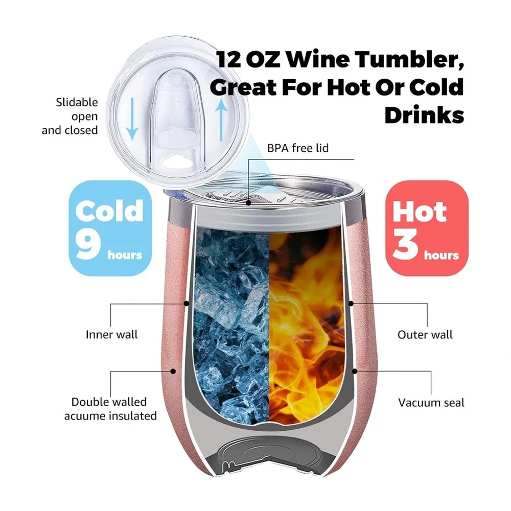 Rose Gold 12oz‎ Wine Tumbler Gift Set Not A Day Over Fabulous Birthday Box 8pc